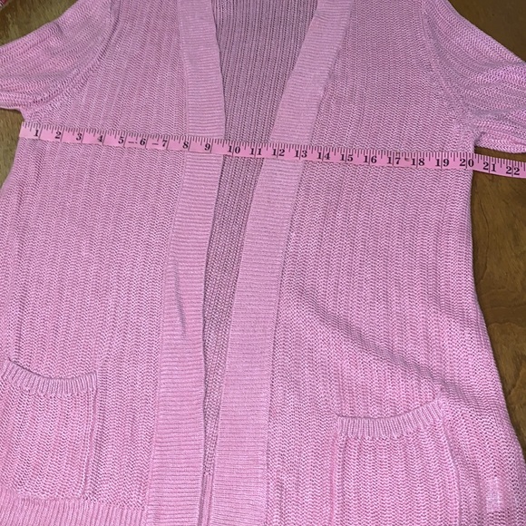 Talbots 100% linen knit open front cardigan - Picture 3 of 11